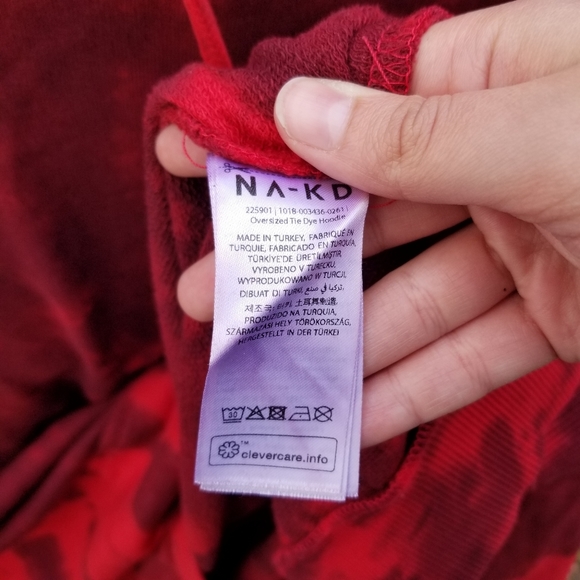 NA-KD Tie dye red oversize pullover hoodie M - Picture 7 of 10